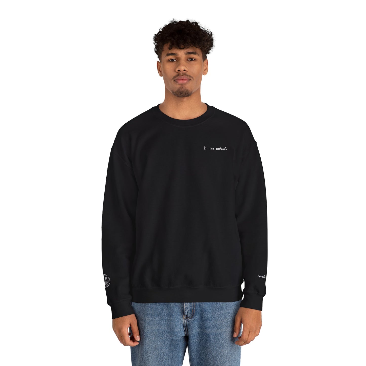 hi im nobodi logo Crewneck