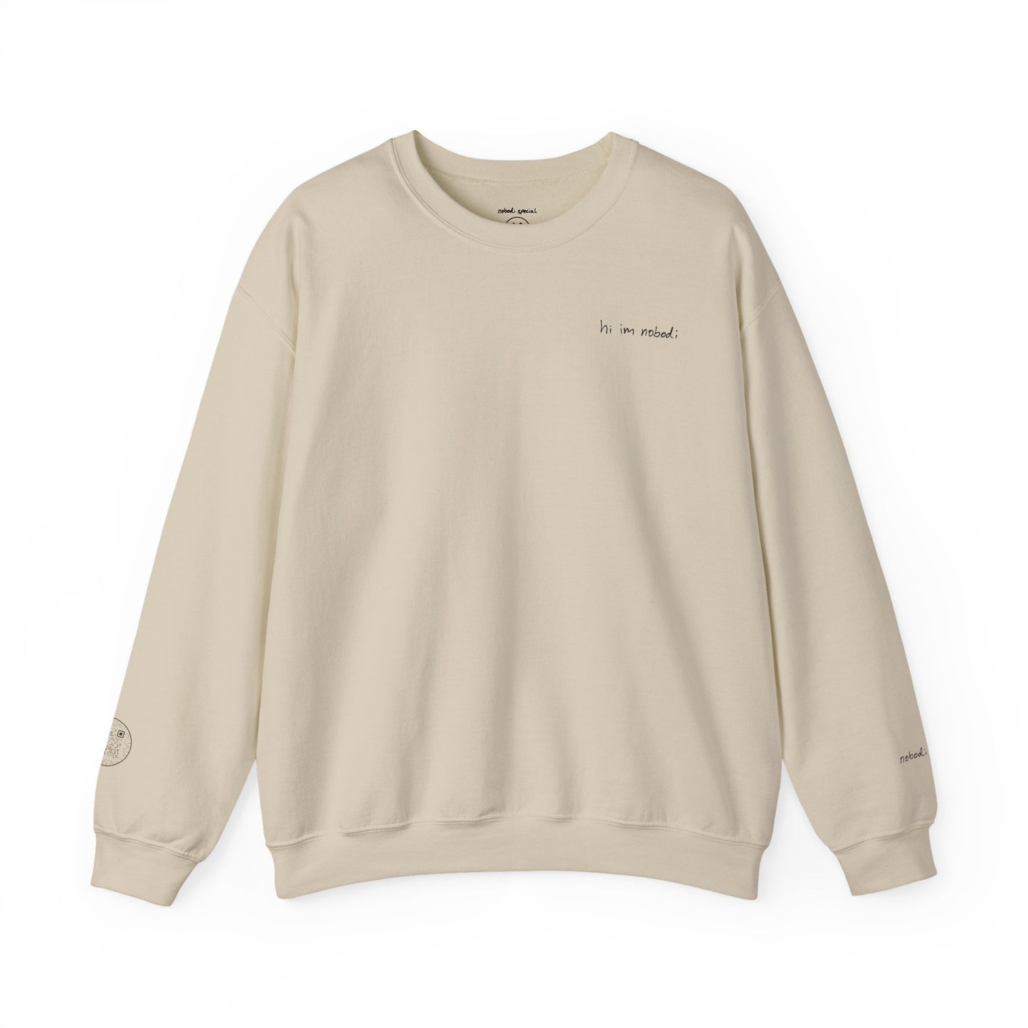 hi im nobodi logo Crewneck