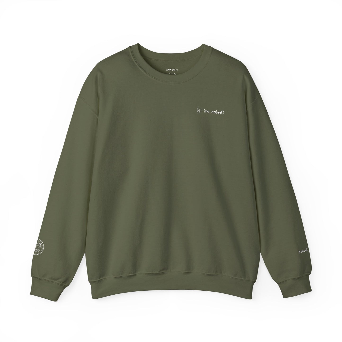 hi im nobodi logo Crewneck